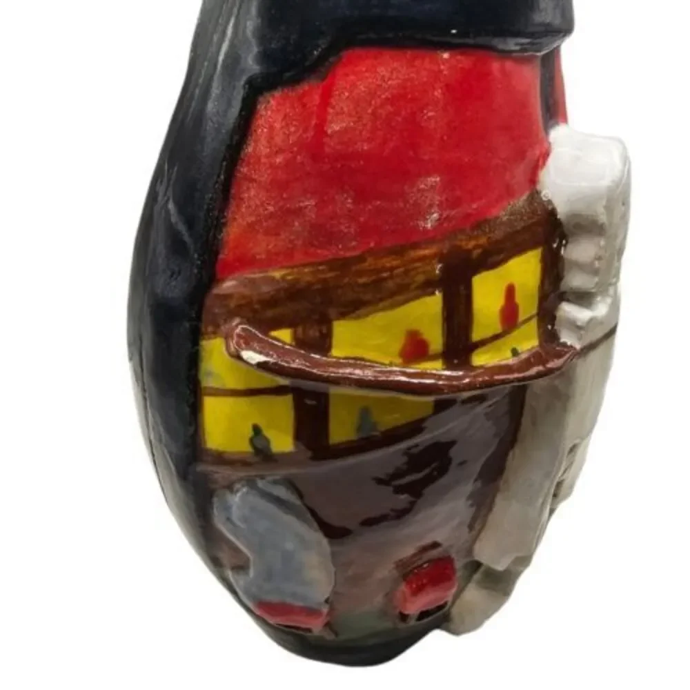 Red & Black Tarot Skeleton Spooky‎ Witch Warlock Handmade Heavy Pottery Vase